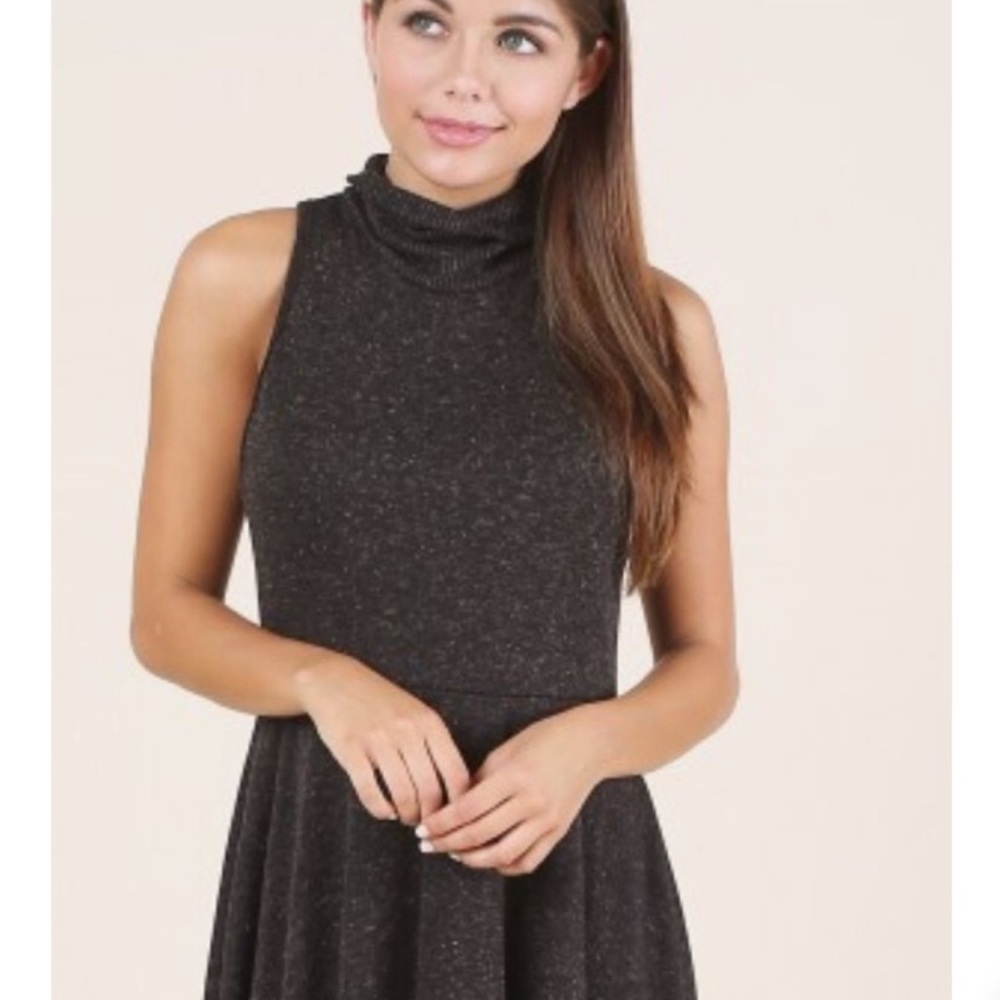 Woman's Altar'd State Gray Turtleneck Skater Dress